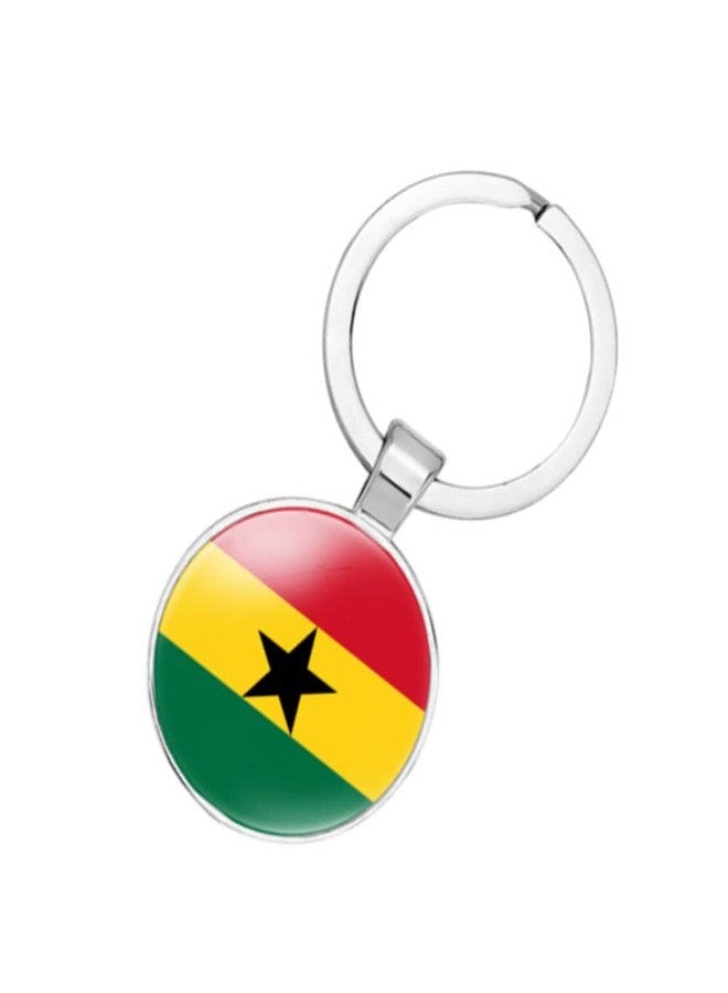 vmcoatdu Ghana National Flag Key Chain Keyring Gift Men Women Keychain Stainless Steel and Inlaid Glass Materials - Image 3